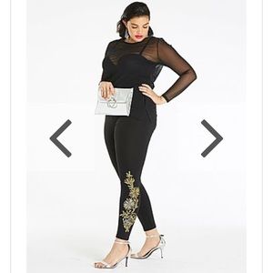 🍂🍁 Simply Be Gold Applique Black Legging Sz 10